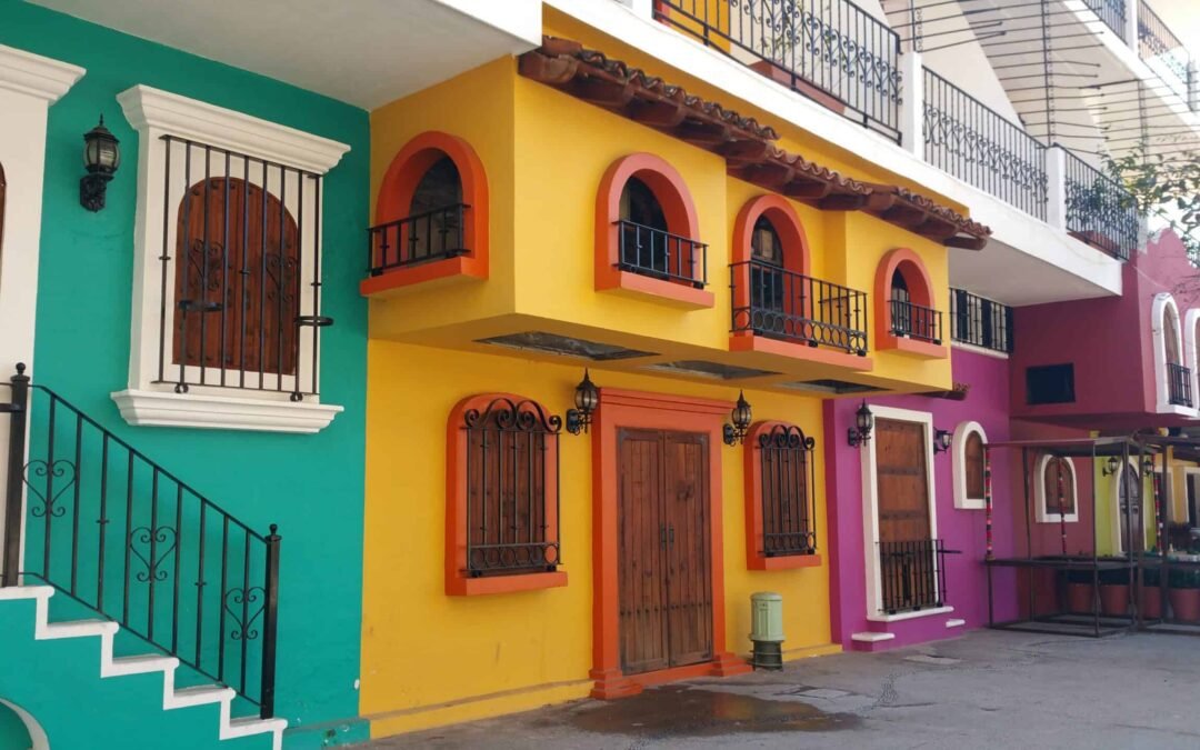 a colorful building with many windows in Puerto Vallarta Mexico